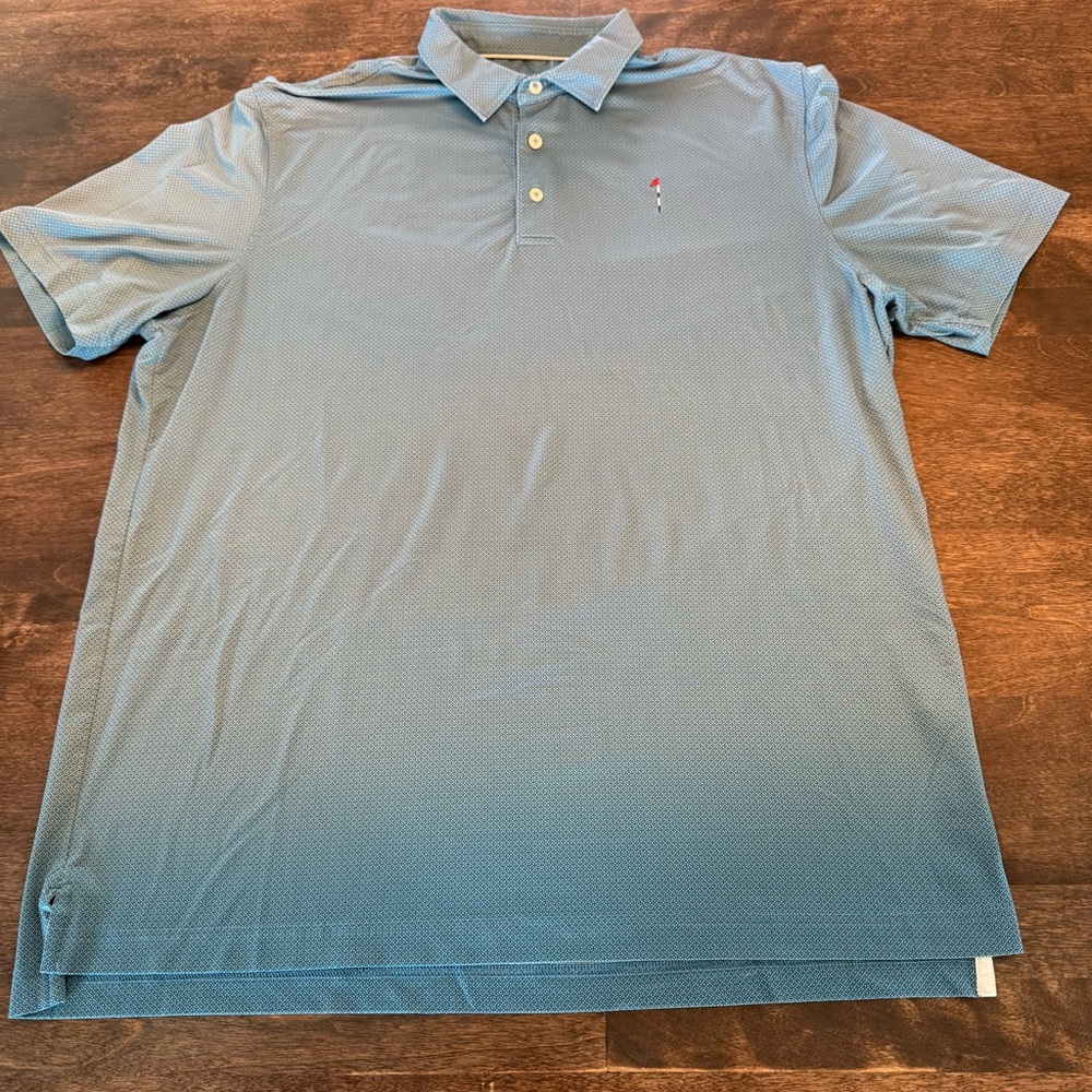 johnnie-O Light Blue Performance Geometric Polo